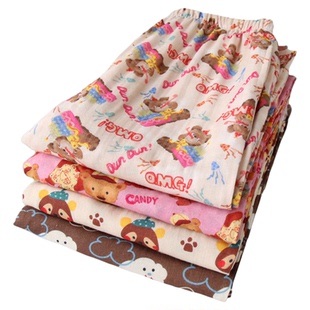 睡裤女春夏季纯棉双层纱布宽松大码秋季薄空调可外穿卡通家居长裤