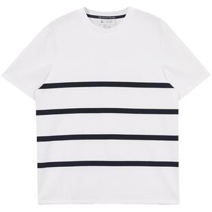 杰克琼斯男装短袖t恤男款打底衫夏季男士法斗狗图案刺绣条纹短袖