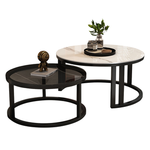 简易折叠圆形玻璃茶几客厅家用小户型出租屋用小型茶桌轻奢高级感