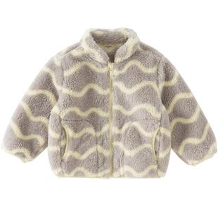 戴维贝拉儿童摇粒绒外套春装新款男女童加厚长绒茄克宝宝毛绒衣服