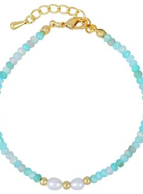 天然石碧玺手链女生珍珠精致手饰