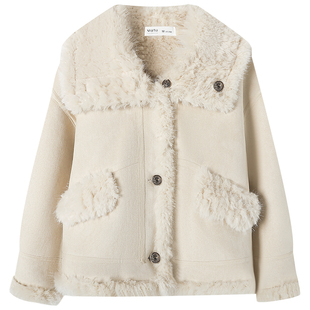 慕兔两面穿皮毛一体外套女2025冬新款设计感小众加厚保暖夹克上衣