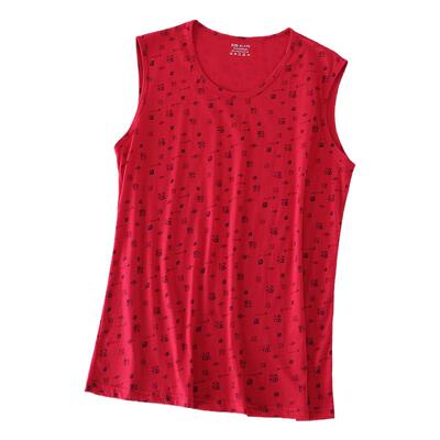 老年人红色女汗衫妈妈背心本命年