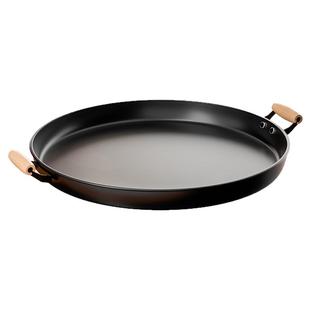 氮化铁锅平底无涂层物理不粘锅家用煎炸烙烤通用双耳木耳锅烧烤锅