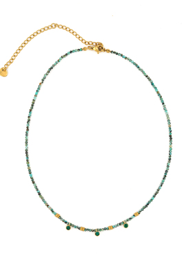 小众爆款非洲松石祖母绿串珠项链