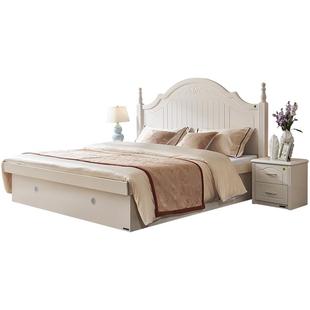 全友家居美式板式床主卧室家具1米8双人储物大床奶油风1米5公主床