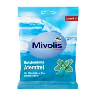 现货德国mivolis薄荷糖无糖草本桉树教师主播舒缓喉咙提神醒脑