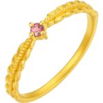 周六福黄金戒指女款鎏金旧梦5G足金碧玺手饰黄金镶嵌新年礼物官方