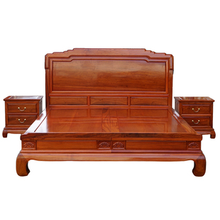 缅甸花梨和天下红木床中式加厚独板双人床大果紫檀原木全榫卯结构