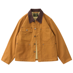 重磅帆布猎装美式复古灯芯绒领密歇根工装卡哈特夹克外套男士秋冬