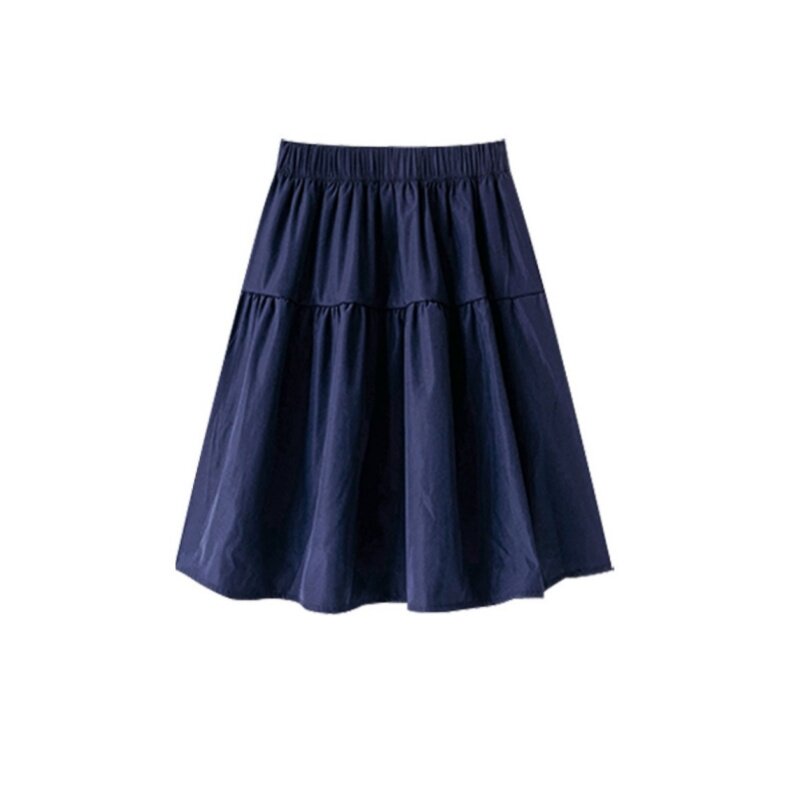 日系藏青色半身裙女夏季高腰显瘦