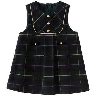 戴维贝拉女童连衣裙2026秋冬新款儿童加绒毛呢背心裙宝宝裙子A类