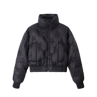 STN重工艺刺绣高领小个子2025冬季新款三防布白鸭绒短款羽绒服女