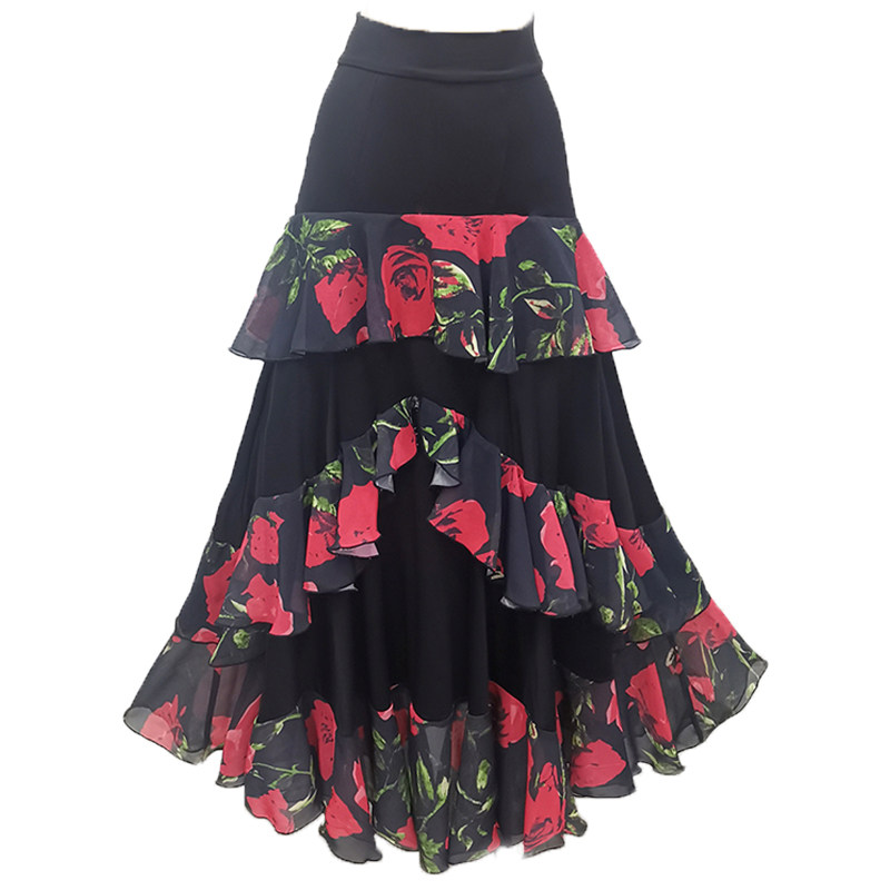 摩登舞半身裙艾美舞服花边裙