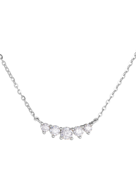 AHCHOO 静奢通勤火彩爆闪5钻莫桑石微笑项链小众高级S925银锁骨链