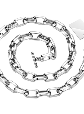 钛钢古巴男士OT扣项链