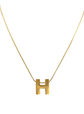 ins冷淡风简约百搭h金色钛钢项链