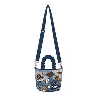 尼睿x小狗的快乐世界 新款原创复古休闲牛仔印花便携手拎帆布包