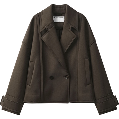 【播奥莱】播商场同款西装领短外套女秋新宽松短款上衣BDR3WD3238