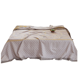 100%纯棉纱布双人床盖毯三件套午睡毯全棉毛巾被高级轻奢空调毯子