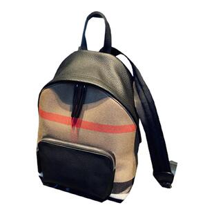 欧美时尚真皮双肩包女潮2025新款高档格子包牛皮背包洋气新品女包