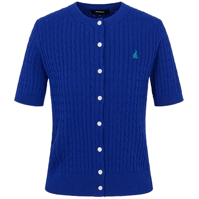 滨波纯棉圆领针织短袖开衫