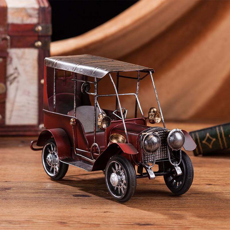 欧式复古铁艺老爷车摆件桌面汽车模型家居工艺品金属摆件创意装饰