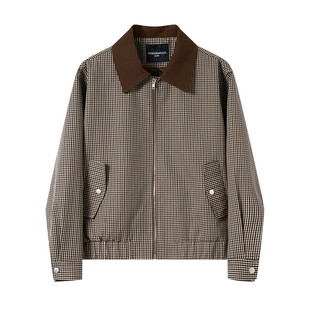 白口阳【棕榈假日】复古老钱风千鸟格撞色灯芯绒夹克外套春季2026