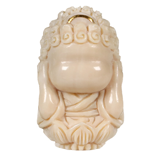 原色猛犸象牙雕四不佛隔珠18K金吊坠背云佛珠星月菩提手串diy配饰