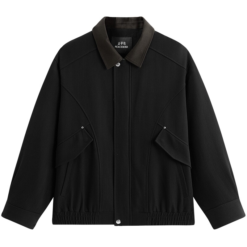 【巴恩风】太平鸟男装撞色拼接工装夹克宽松潮流休闲外套通勤茄克