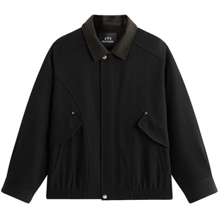 【巴恩风】太平鸟男装撞色拼接工装夹克宽松潮流休闲外套通勤茄克