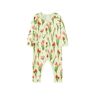Milkbarn春夏新品婴儿连体衣哈衣宝宝纯棉爬服新生儿系带衣服