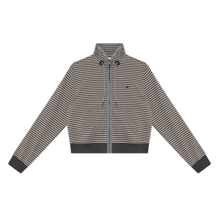 【特价】半圆原创设计师女装2026春秋加绒宽松条纹长袖卫衣外套女
