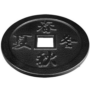 颜堂铸铁铁壶垫日本南部铁器铸铁壶托富贵纹黑点龟鹤茶壶垫