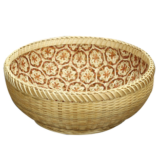 特色竹编果篮花底篮越南竹编收纳点心筐茶室餐厅农家乐装饰民族风