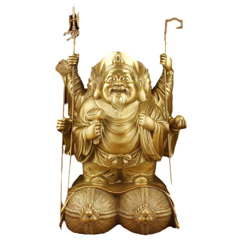 纯铜大黑天财神像客厅招财摆件