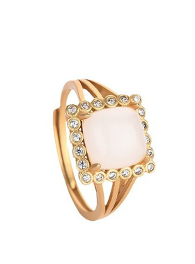 中国风宫廷风设计方形仿白玉戒指