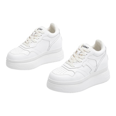 星期六内增高9CM松糕鞋子女款2026春季新款厚底隐形增高小白板鞋