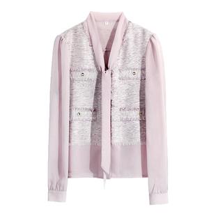 OFFIY-重要场合小衫初春独特超好看小香风上衣气质飘带衬衫25新款