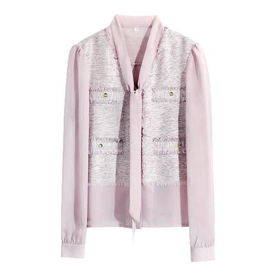 OFFIY小香风气质飘带衬衫上衣