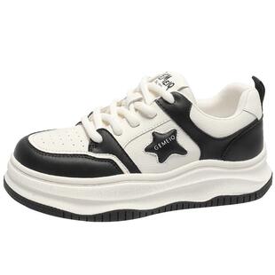 戈美其白色板鞋女款2025春冬季新款真皮小白鞋厚底增高休闲运动鞋