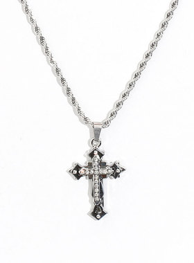 新款十字架项链欧美潮简约钛钢个性学生吊坠潮男女挂件卫衣毛衣链