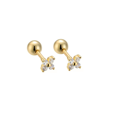 通体s925简约百搭叠戴四叶草耳钉