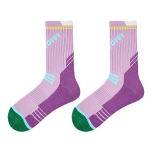 Renaissance袜子女跑步跳绳袜吸汗透气紫色拼色专业毛巾底运动袜