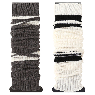 灰色针织粗线袜套堆堆袜秋冬保暖