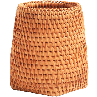 藤编六君子茶筒 斑竹竹编竹茶筒单个 茶滤茶漏茶道配件工具收纳筒