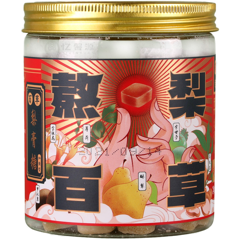 梨花猫百草梨膏糖12种草本劲冰爽