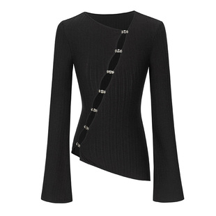 无以幻象 x 陈太太CHENTAITAI 斜门襟纽扣长袖针织衫开衫