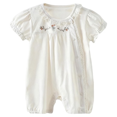 婴儿夏季新款甜美蕾丝花边连体衣