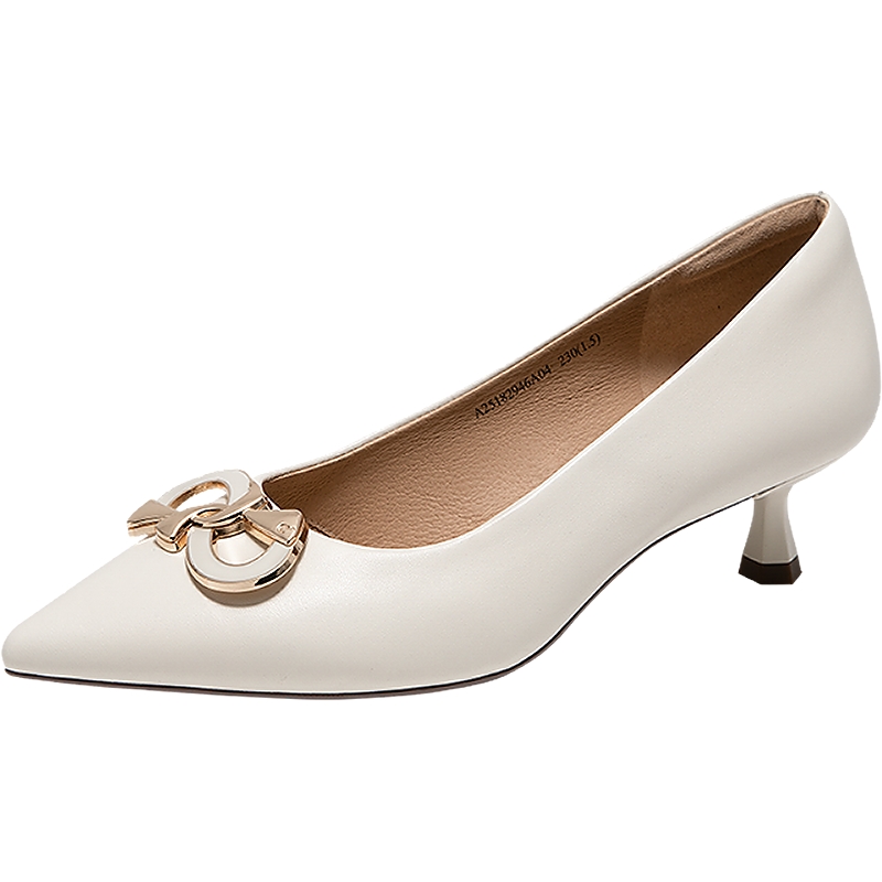 【静音系列】千百度双C拥抱高跟鞋女款2025春秋新款通勤浅口单鞋